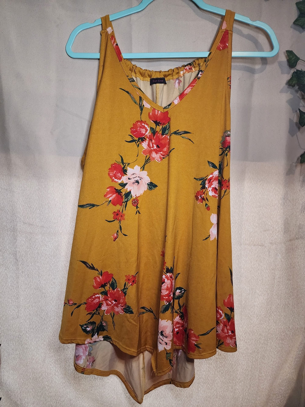 First Love Mustard Floral V-Neck Tank